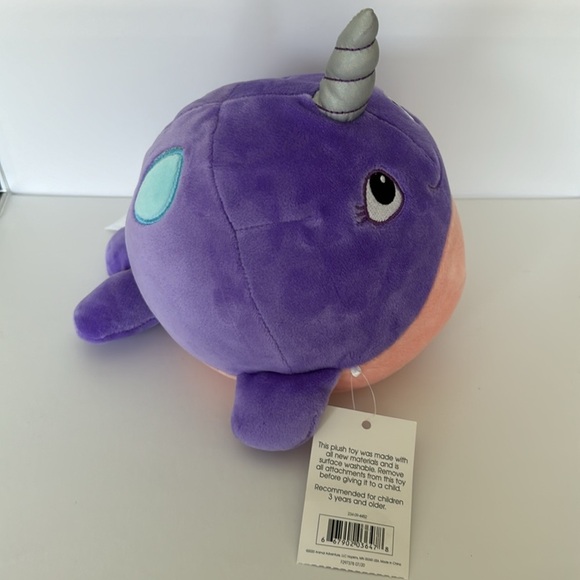 Animal Adventure Pink and Purple Narwhal whale unicorn plush 8" super soft - Picture 4 of 7